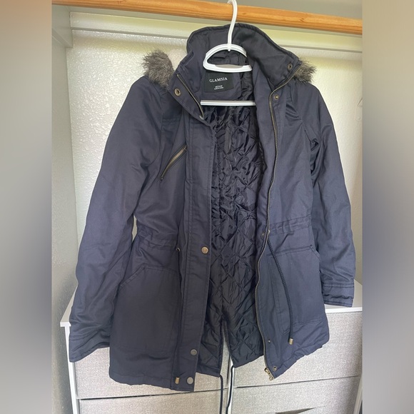 GLAMSIA Navy Blue Parka Jacket / Coat | size medium - Picture 3 of 6
